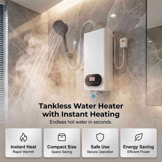 🎉 Soldes 2026 — Plus de 15 000 unités vendues ! 💧 Chauffe-eau électrique instantané sans réservoir compact — Affichage LED de la température avec protections multiples ✨