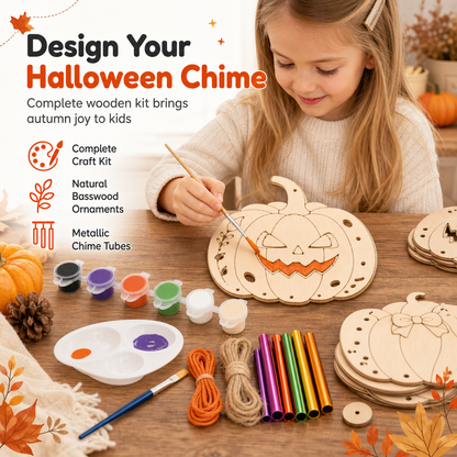 🎃 50% DE RÉDUCTION! 🪵 Kit créatif citrouille en bois – Carillon à vent DIY pour Halloween ✨
