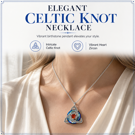 Collier pendentif nœud celtique pierre de naissance pour femme