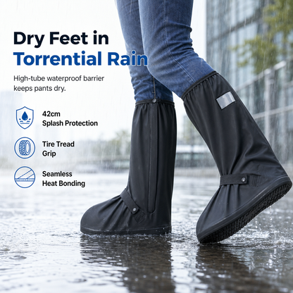 Couvre-chaussures imperméables en silicone à tige haute