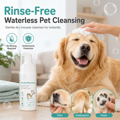 🐶 PROMO FLASH : 50% DE RÉDUCTION ! Mousse Nettoyante Sans Rinçage pour Chiens & Chats – Formule Botanique Antibactérienne for un Toilettage Doux et Sans Stress ✨