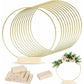 Centre de table floral en métal doré avec support en bois