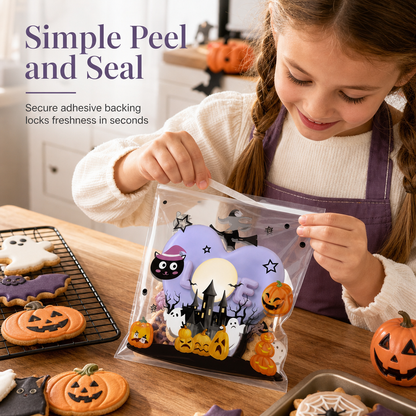 Sachets autocollants pour friandises d'Halloween, parfaits pour emballer les biscuits