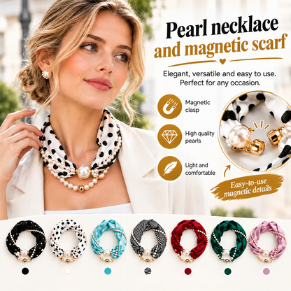 Foulard-Collier Magnétique Détachable avec Perles Décoratives - Accessoire 3-en-1
