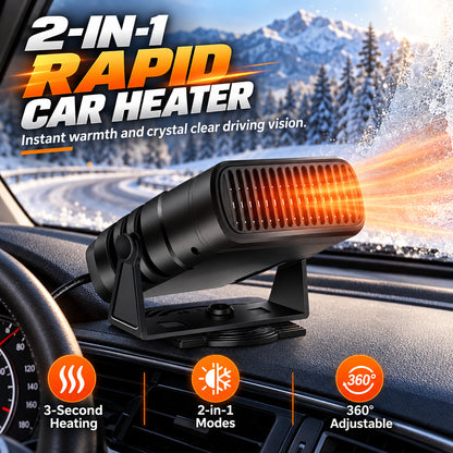 Dégivreur portable 12V/24V pour voiture et pare-brise avec purificateur d'air pour véhicules