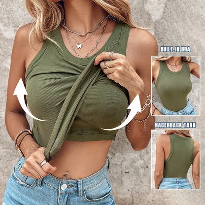 💖Spécial dernier jour  💖Débardeur stretch côtelé avec soutien-gorge