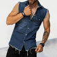 CHEMISE EN JEAN SANS MANCHES VINTAGE POUR HOMME