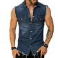 CHEMISE EN JEAN SANS MANCHES VINTAGE POUR HOMME