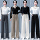 🎁Pantalon droit matelassé et épais de couleur unie à larges jambes et cordon de serrage pour femmes