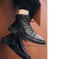 Bottes montantes en cuir pour hommes de haute qualité - confortables et respirantes