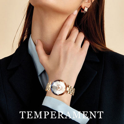 MONTRE ÉTANCHE EN ACIER POUR FEMMES AVEC CADRAN EN DIAMANT ÉTOILÉ